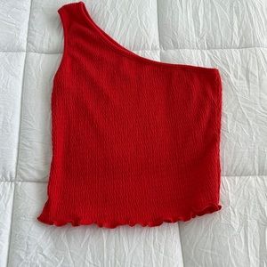 red one shoulder top